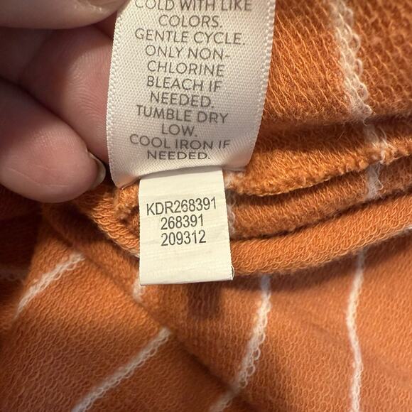J Jill French Terry Tank Dress XL Orange Striped V-Neck Lounge Casual Vacation - Picture 9 of 12